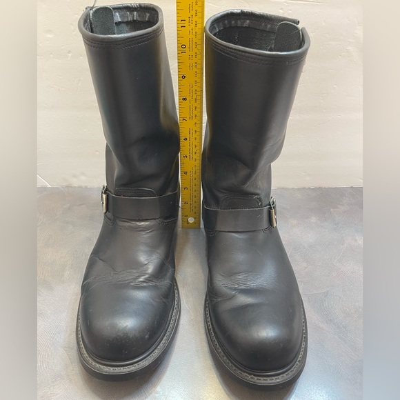 Carolina Mens Black Leather Moto Bikercore USA Non Marking Oil Res Boots 11W Big - Picture 1 of 11